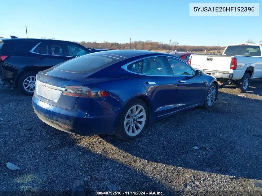 2017 Tesla Model S 100D/60D/75D/90D/P100D VIN: 5YJSA1E26HF192396 Lot: 40792510