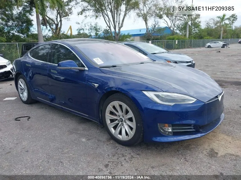 2017 Tesla Model S 60/75 VIN: 5YJSA1E11HF209385 Lot: 40898756