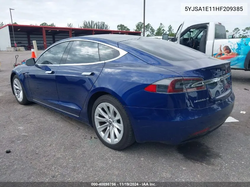 2017 Tesla Model S 60/75 VIN: 5YJSA1E11HF209385 Lot: 40898756