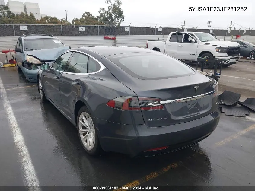 2018 Tesla Model S 100D/75D/P100D VIN: 5YJSA1E23JF281252 Lot: 39551182