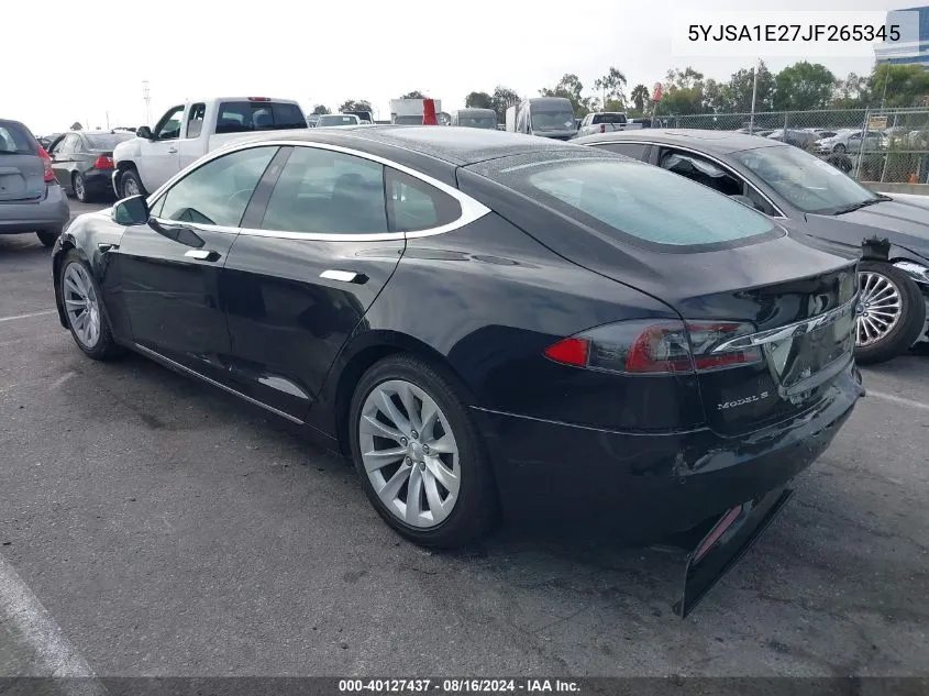 2018 Tesla Model S 100D/75D/P100D VIN: 5YJSA1E27JF265345 Lot: 40127437