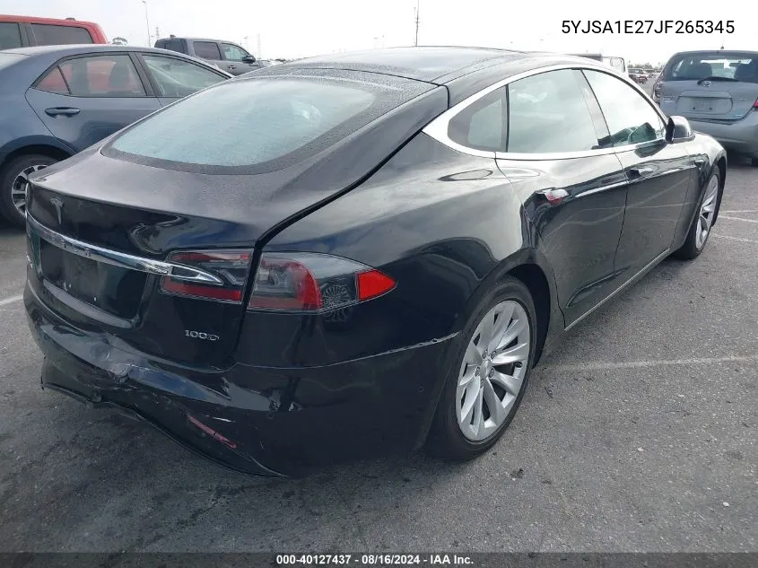 2018 Tesla Model S 100D/75D/P100D VIN: 5YJSA1E27JF265345 Lot: 40127437