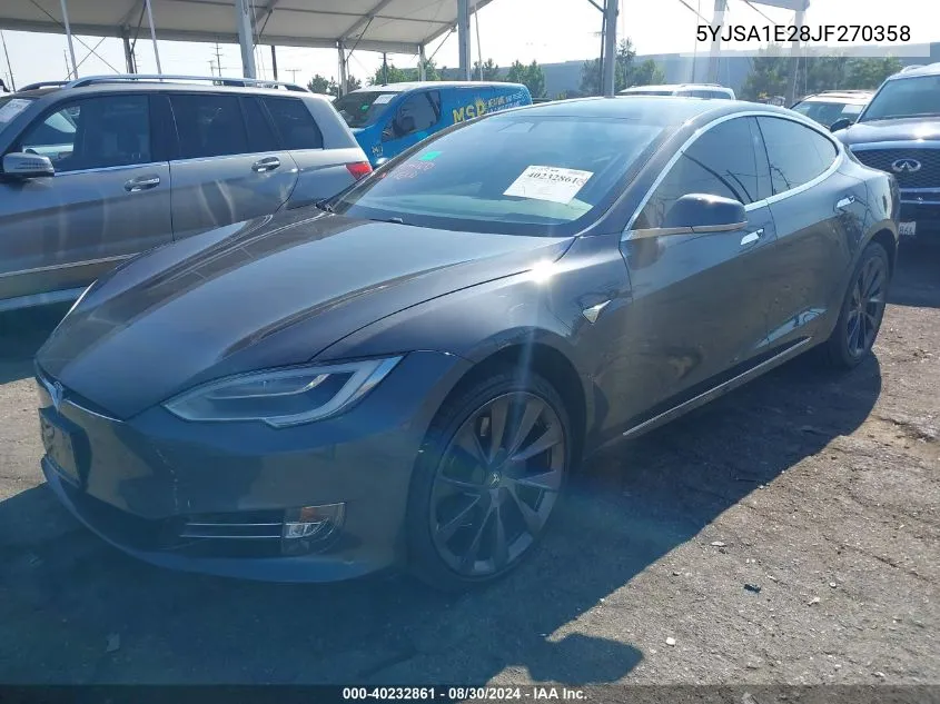 2018 Tesla Model S 100D/75D/P100D VIN: 5YJSA1E28JF270358 Lot: 40232861