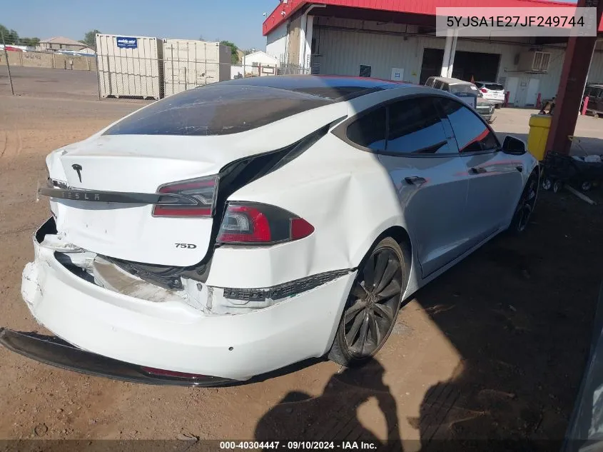 2018 Tesla Model S VIN: 5YJSA1E27JF249744 Lot: 40304447