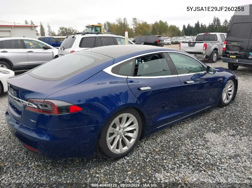 2018 Tesla Model S 100D/75D/P100D VIN: 5YJSA1E29JF260258 Lot: 40405123