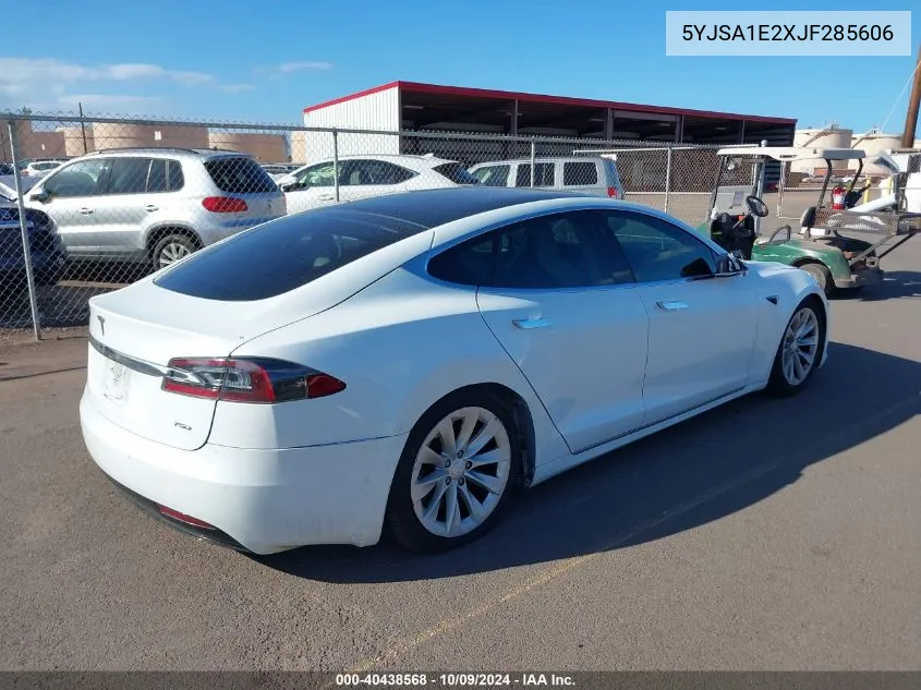 2018 Tesla Model S VIN: 5YJSA1E2XJF285606 Lot: 40438568