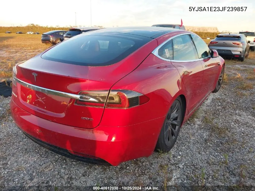 2018 Tesla Model S VIN: 5YJSA1E23JF239857 Lot: 40512030