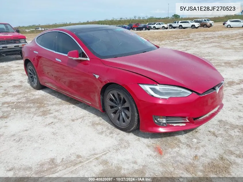 2018 Tesla Model S 100D/75D/P100D VIN: 5YJSA1E28JF270523 Lot: 40520097