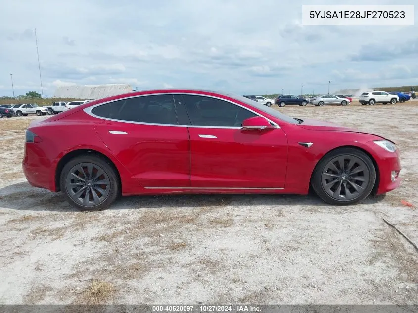 2018 Tesla Model S 100D/75D/P100D VIN: 5YJSA1E28JF270523 Lot: 40520097