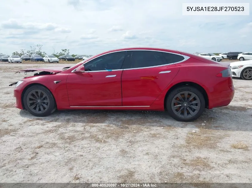 2018 Tesla Model S 100D/75D/P100D VIN: 5YJSA1E28JF270523 Lot: 40520097