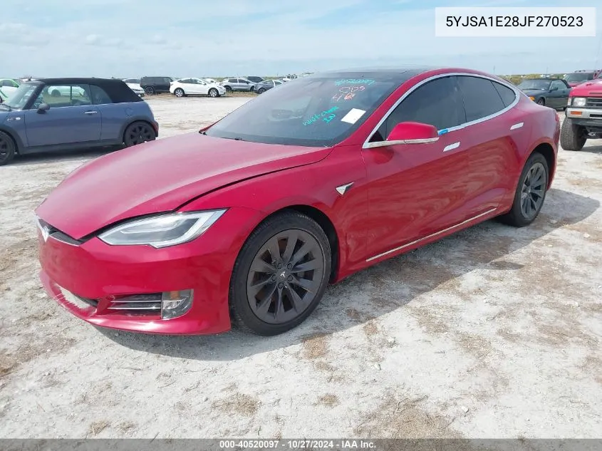 2018 Tesla Model S 100D/75D/P100D VIN: 5YJSA1E28JF270523 Lot: 40520097