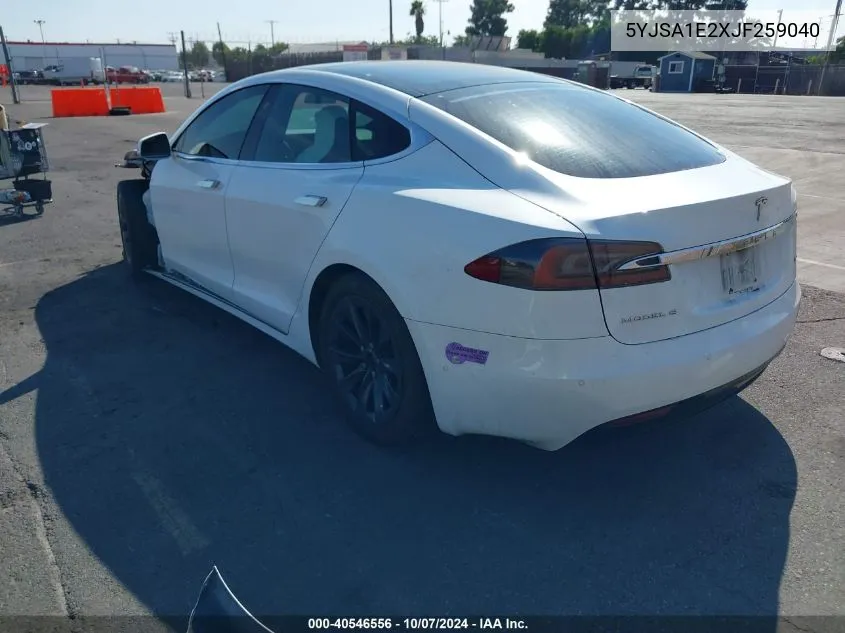 2018 Tesla Model S 100D/75D/P100D VIN: 5YJSA1E2XJF259040 Lot: 40546556