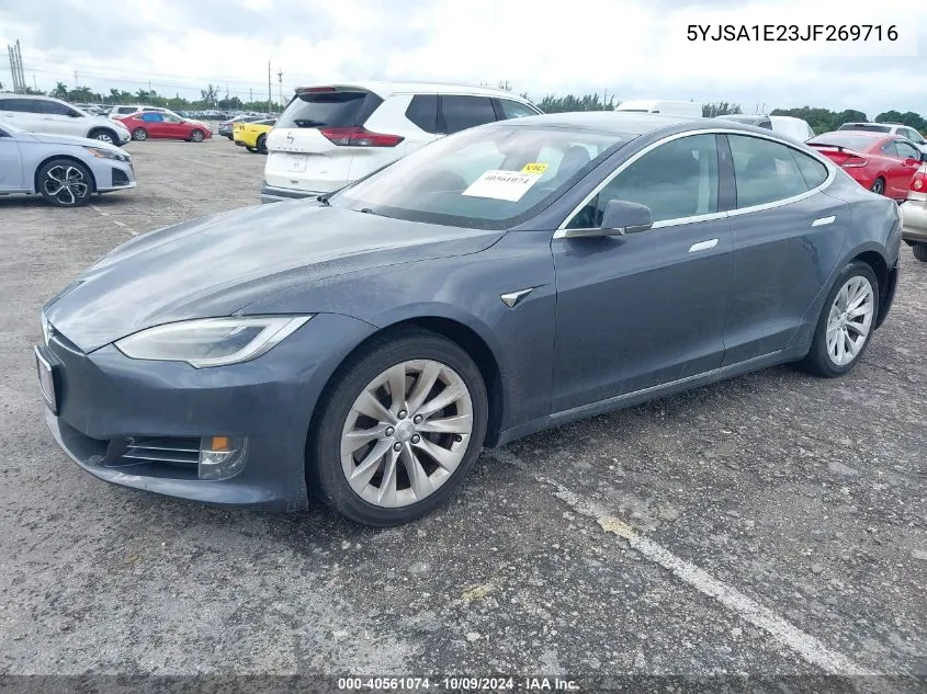 2018 Tesla Model S 100D/75D/P100D VIN: 5YJSA1E23JF269716 Lot: 40561074