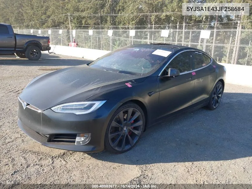 2018 Tesla Model S VIN: 5YJSA1E43JF258684 Lot: 40583677