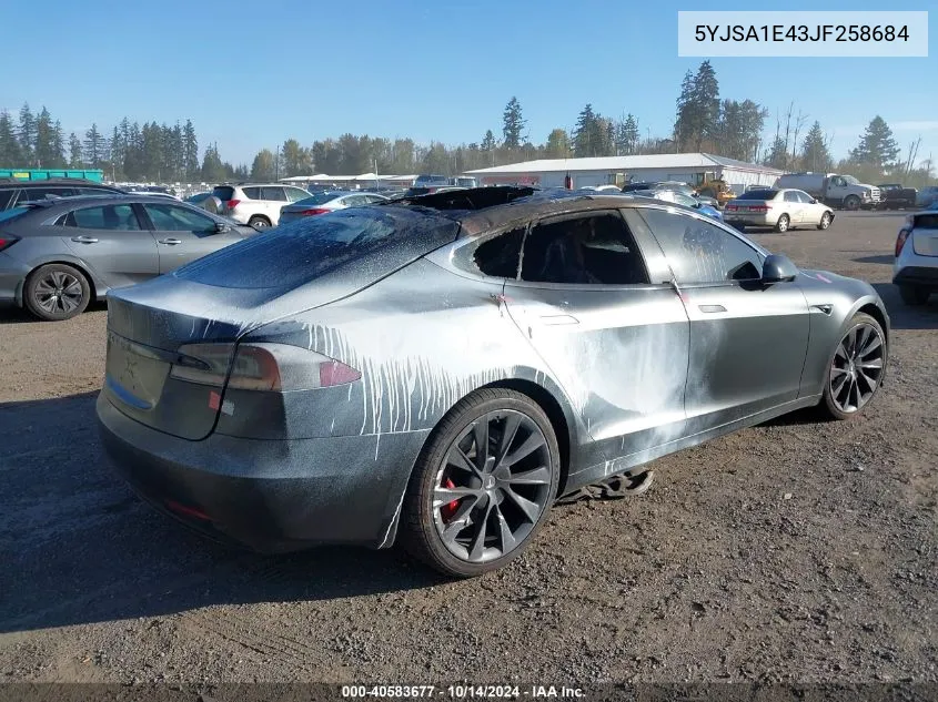 2018 Tesla Model S VIN: 5YJSA1E43JF258684 Lot: 40583677