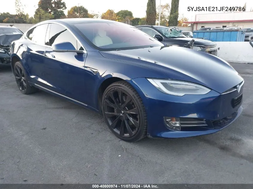 2018 Tesla Model S 100D/75D/P100D VIN: 5YJSA1E21JF249786 Lot: 40800974