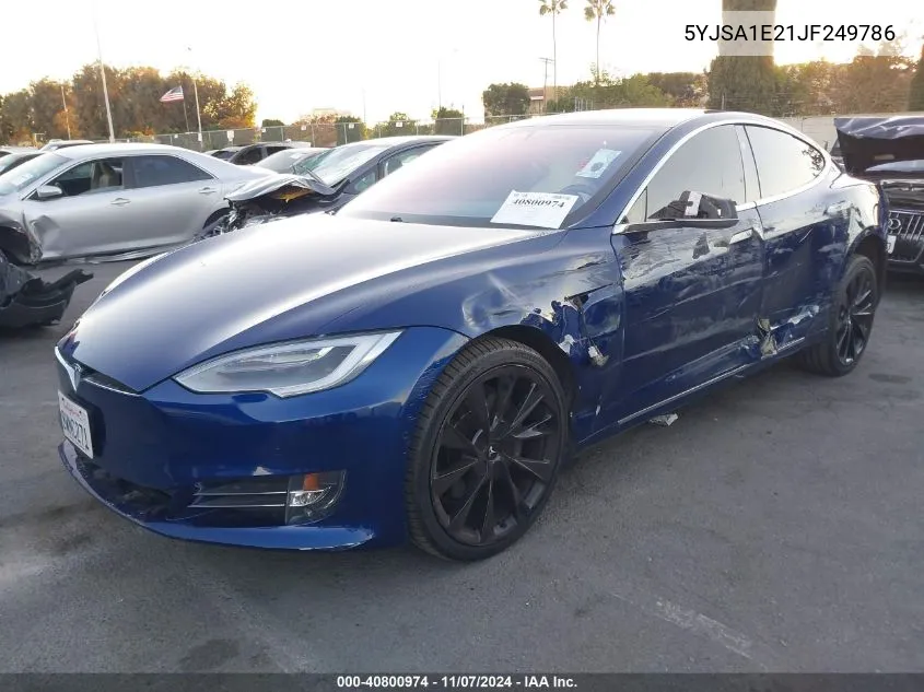 2018 Tesla Model S 100D/75D/P100D VIN: 5YJSA1E21JF249786 Lot: 40800974