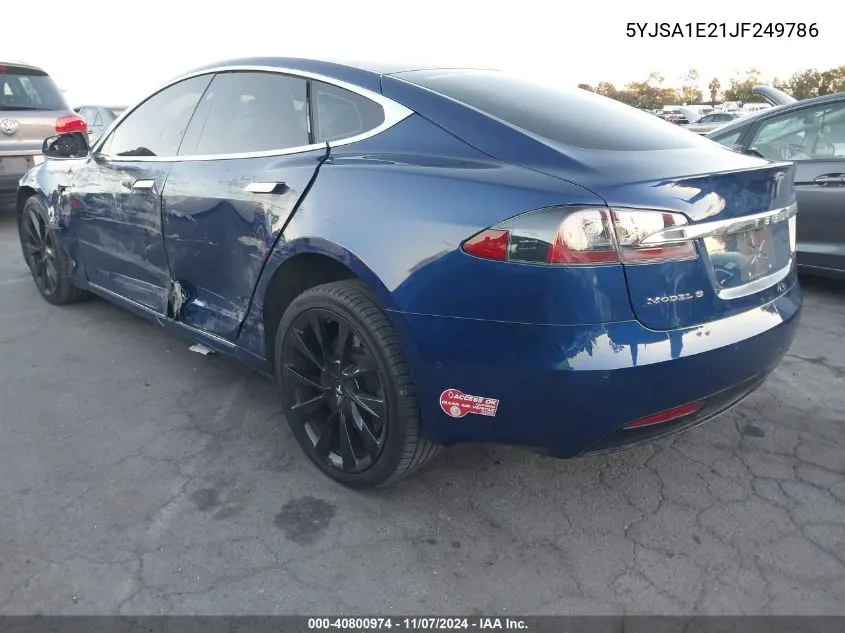 2018 Tesla Model S 100D/75D/P100D VIN: 5YJSA1E21JF249786 Lot: 40800974