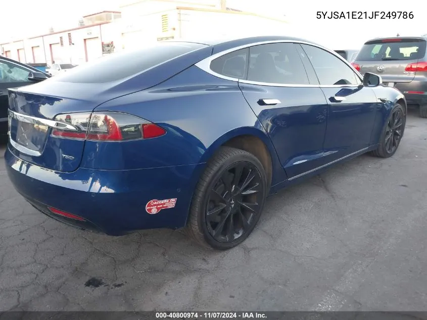 2018 Tesla Model S 100D/75D/P100D VIN: 5YJSA1E21JF249786 Lot: 40800974