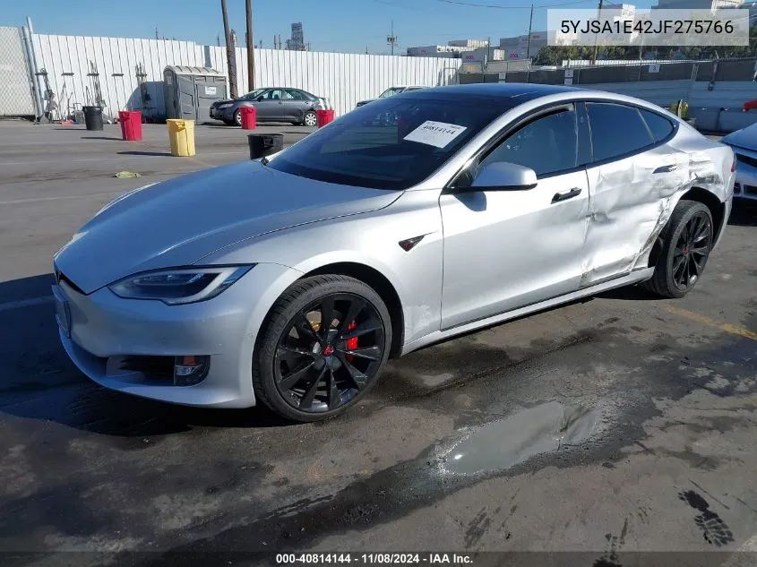 2018 Tesla Model S 100D/75D/P100D VIN: 5YJSA1E42JF275766 Lot: 40814144