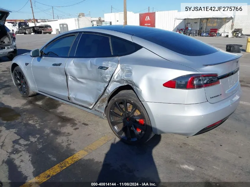 2018 Tesla Model S 100D/75D/P100D VIN: 5YJSA1E42JF275766 Lot: 40814144