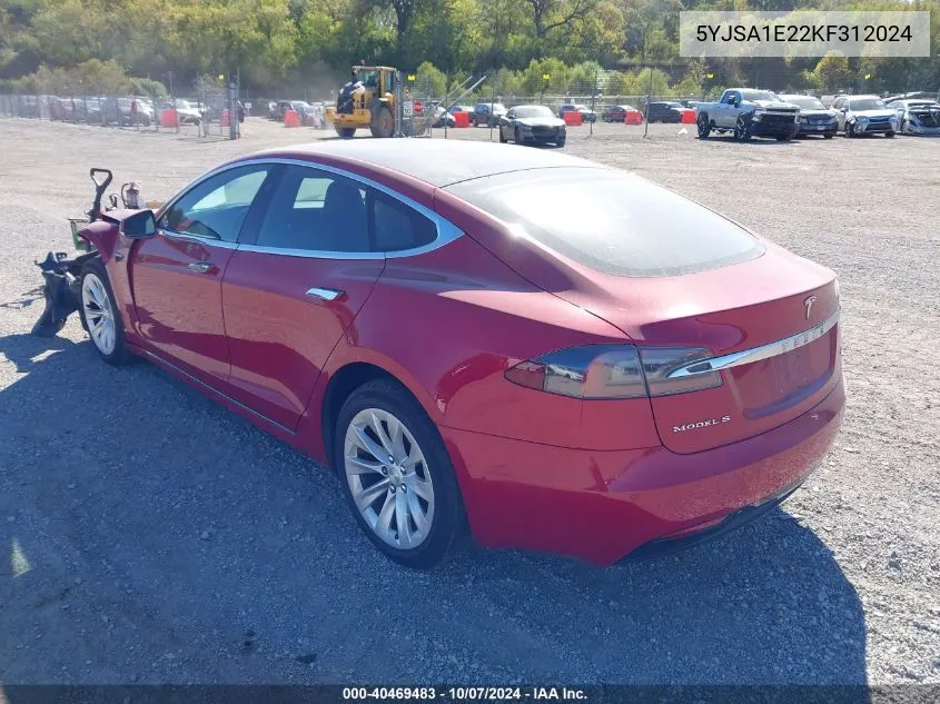 2019 Tesla Model S 100D/75D/Long Range/Standard Range VIN: 5YJSA1E22KF312024 Lot: 40469483