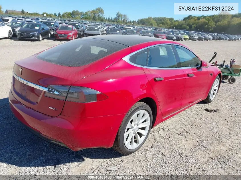 2019 Tesla Model S 100D/75D/Long Range/Standard Range VIN: 5YJSA1E22KF312024 Lot: 40469483