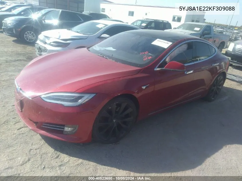 2019 Tesla Model S 100D/75D/Long Range/Standard Range VIN: 5YJSA1E22KF309088 Lot: 40523650