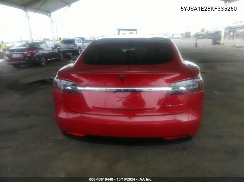 2019 Tesla Model S 100D/75D/Long Range/Standard Range VIN: 5YJSA1E28KF335260 Lot: 40618448