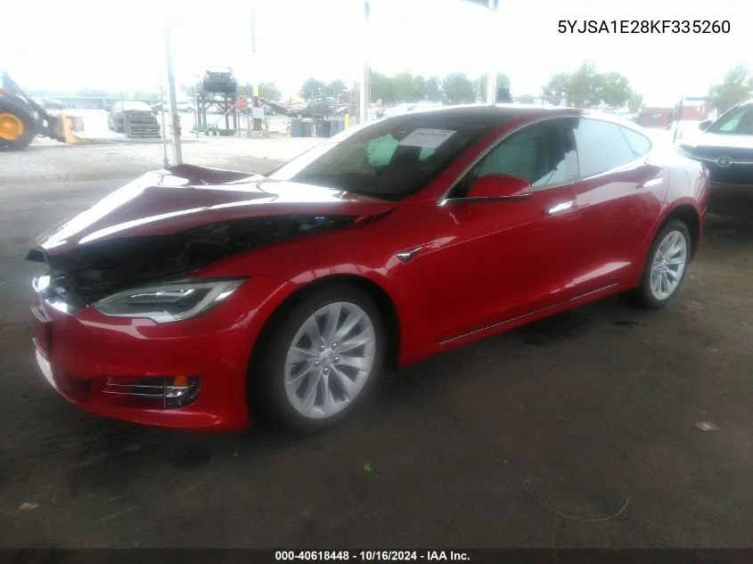 2019 Tesla Model S 100D/75D/Long Range/Standard Range VIN: 5YJSA1E28KF335260 Lot: 40618448