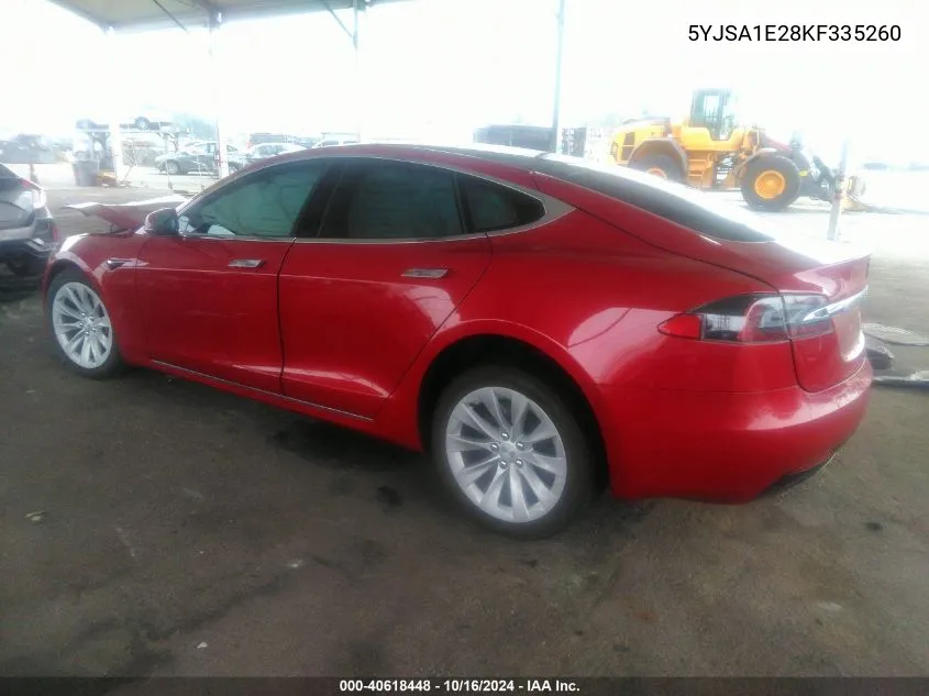 2019 Tesla Model S 100D/75D/Long Range/Standard Range VIN: 5YJSA1E28KF335260 Lot: 40618448