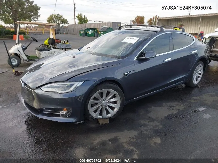 2019 Tesla Model S 100D/75D/Long Range/Standard Range VIN: 5YJSA1E24KF305074 Lot: 40705702