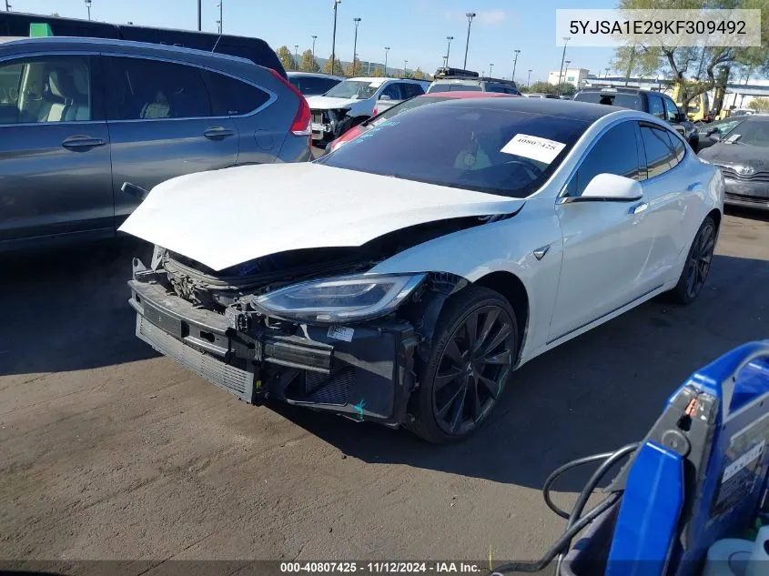 2019 Tesla Model S 100D/75D/Long Range/Standard Range VIN: 5YJSA1E29KF309492 Lot: 40807425