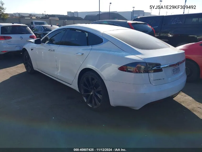 2019 Tesla Model S 100D/75D/Long Range/Standard Range VIN: 5YJSA1E29KF309492 Lot: 40807425