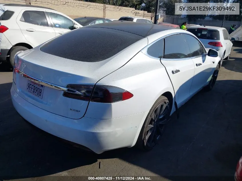 2019 Tesla Model S 100D/75D/Long Range/Standard Range VIN: 5YJSA1E29KF309492 Lot: 40807425