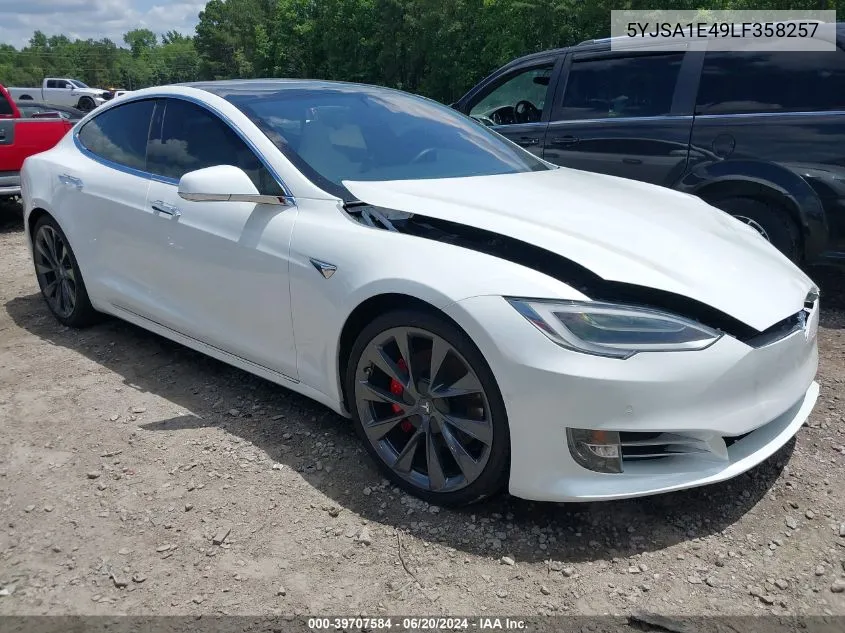 2020 Tesla Model S Performance Dual Motor All-Wheel Drive VIN: 5YJSA1E49LF358257 Lot: 39707584