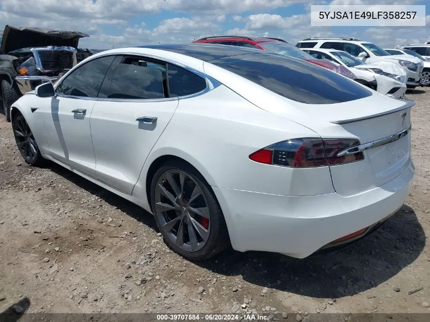 2020 Tesla Model S Performance Dual Motor All-Wheel Drive VIN: 5YJSA1E49LF358257 Lot: 39707584