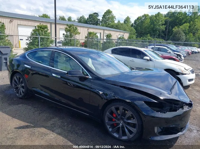 2020 Tesla Model S Performance Dual Motor All-Wheel Drive VIN: 5YJSA1E44LF364113 Lot: 40084514