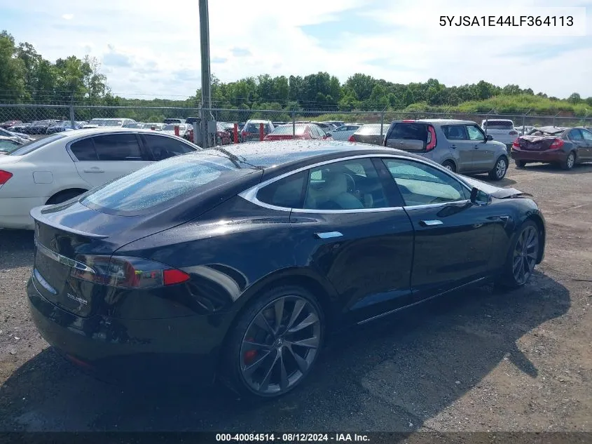 2020 Tesla Model S Performance Dual Motor All-Wheel Drive VIN: 5YJSA1E44LF364113 Lot: 40084514