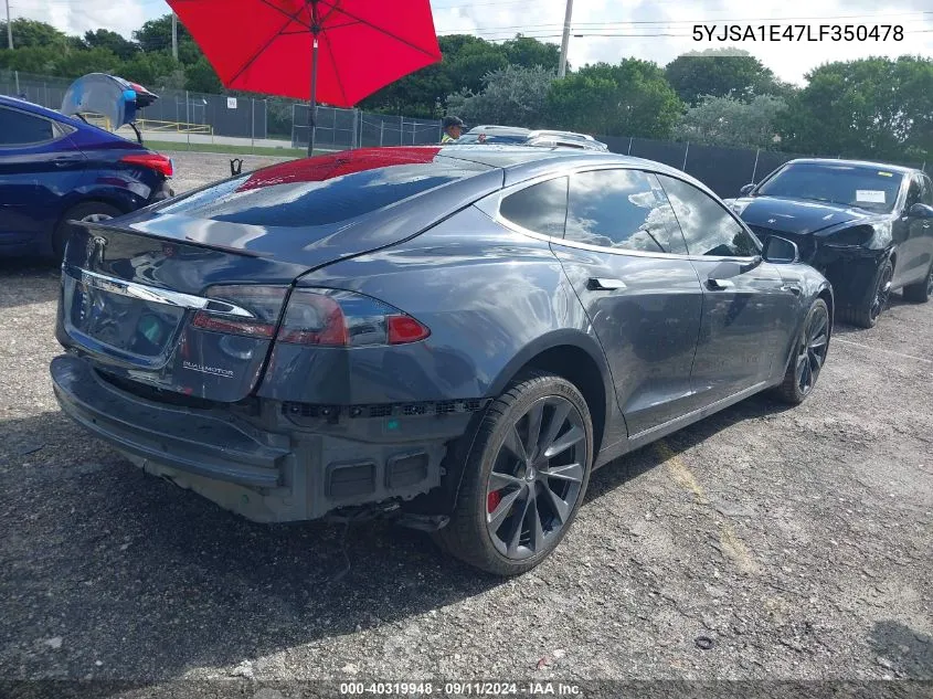 2020 Tesla Model S VIN: 5YJSA1E47LF350478 Lot: 40319948