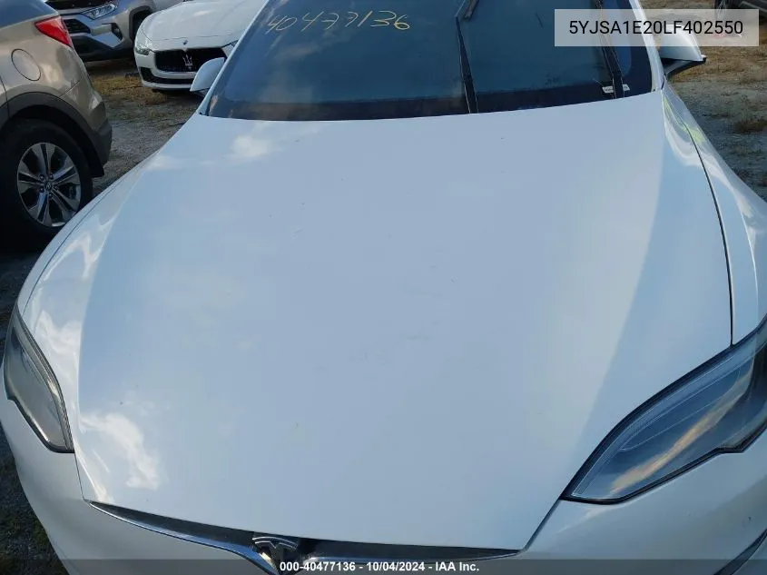 2020 Tesla Model S Long Range Dual Motor All-Wheel Drive/Long Range Plus Dual Motor All-Wheel Drive VIN: 5YJSA1E20LF402550 Lot: 40477136