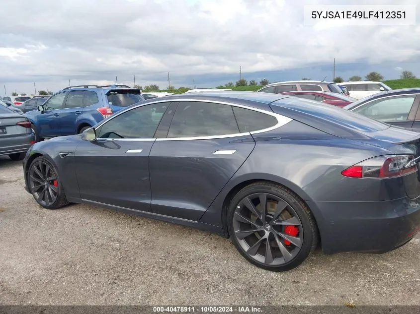 2020 Tesla Model S Performance Dual Motor All-Wheel Drive VIN: 5YJSA1E49LF412351 Lot: 40478911