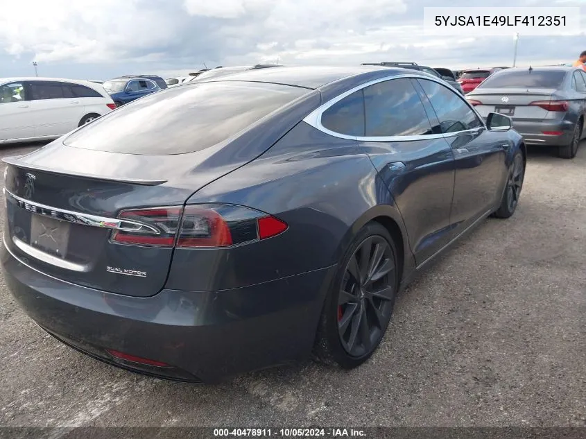 2020 Tesla Model S Performance Dual Motor All-Wheel Drive VIN: 5YJSA1E49LF412351 Lot: 40478911