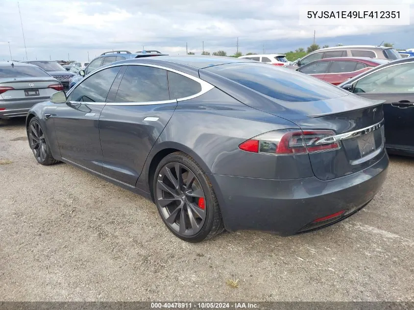 2020 Tesla Model S Performance Dual Motor All-Wheel Drive VIN: 5YJSA1E49LF412351 Lot: 40478911