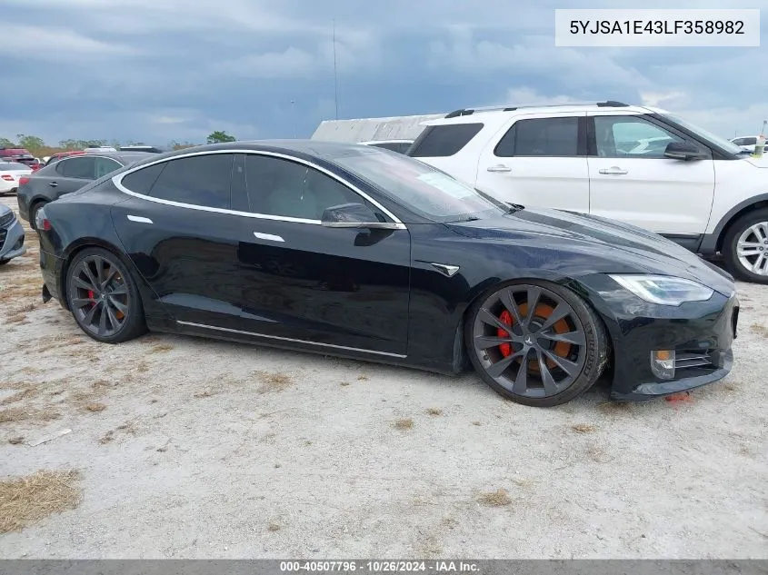 2020 Tesla Model S Performance Dual Motor All-Wheel Drive VIN: 5YJSA1E43LF358982 Lot: 40507796