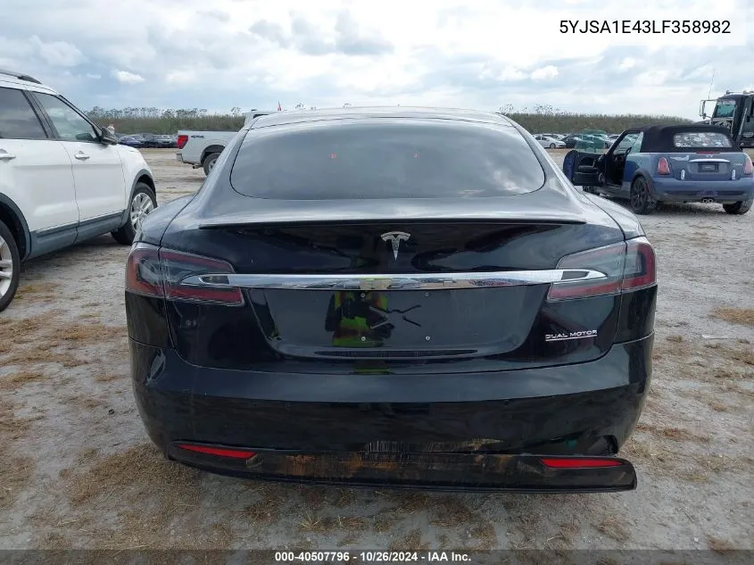 2020 Tesla Model S Performance Dual Motor All-Wheel Drive VIN: 5YJSA1E43LF358982 Lot: 40507796