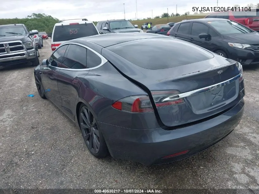 2020 Tesla Model S Long Range Dual Motor All-Wheel Drive/Long Range Plus Dual Motor All-Wheel Drive VIN: 5YJSA1E20LF411104 Lot: 40530217