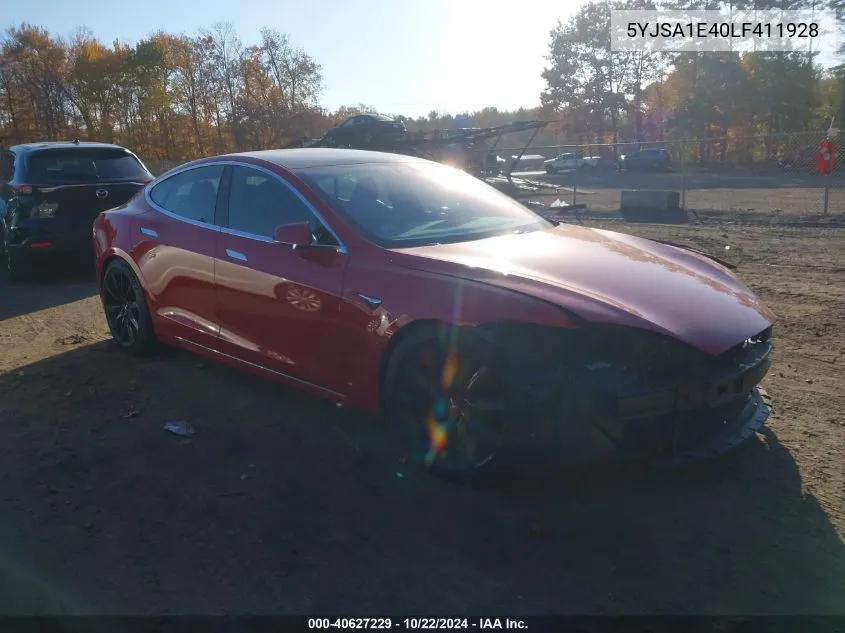 2020 Tesla Model S Performance Dual Motor All-Wheel Drive VIN: 5YJSA1E40LF411928 Lot: 40627229