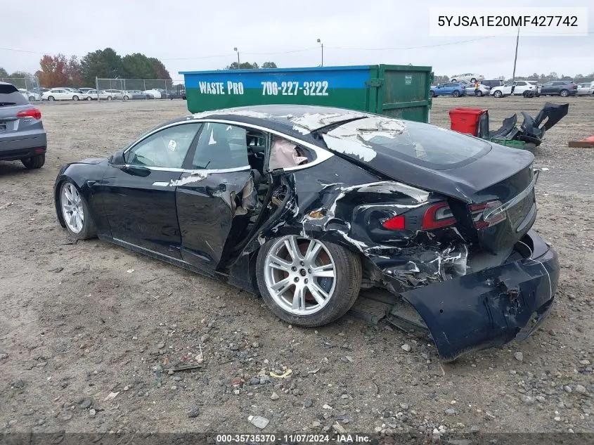 2021 Tesla Model S Long Range Dual Motor All-Wheel Drive/Long Range Plus Dual Motor All-Wheel Drive VIN: 5YJSA1E20MF427742 Lot: 35735370