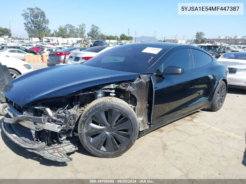 2021 Tesla Model S Long Range Dual Motor All-Wheel Drive VIN: 5YJSA1E54MF447387 Lot: 39708088